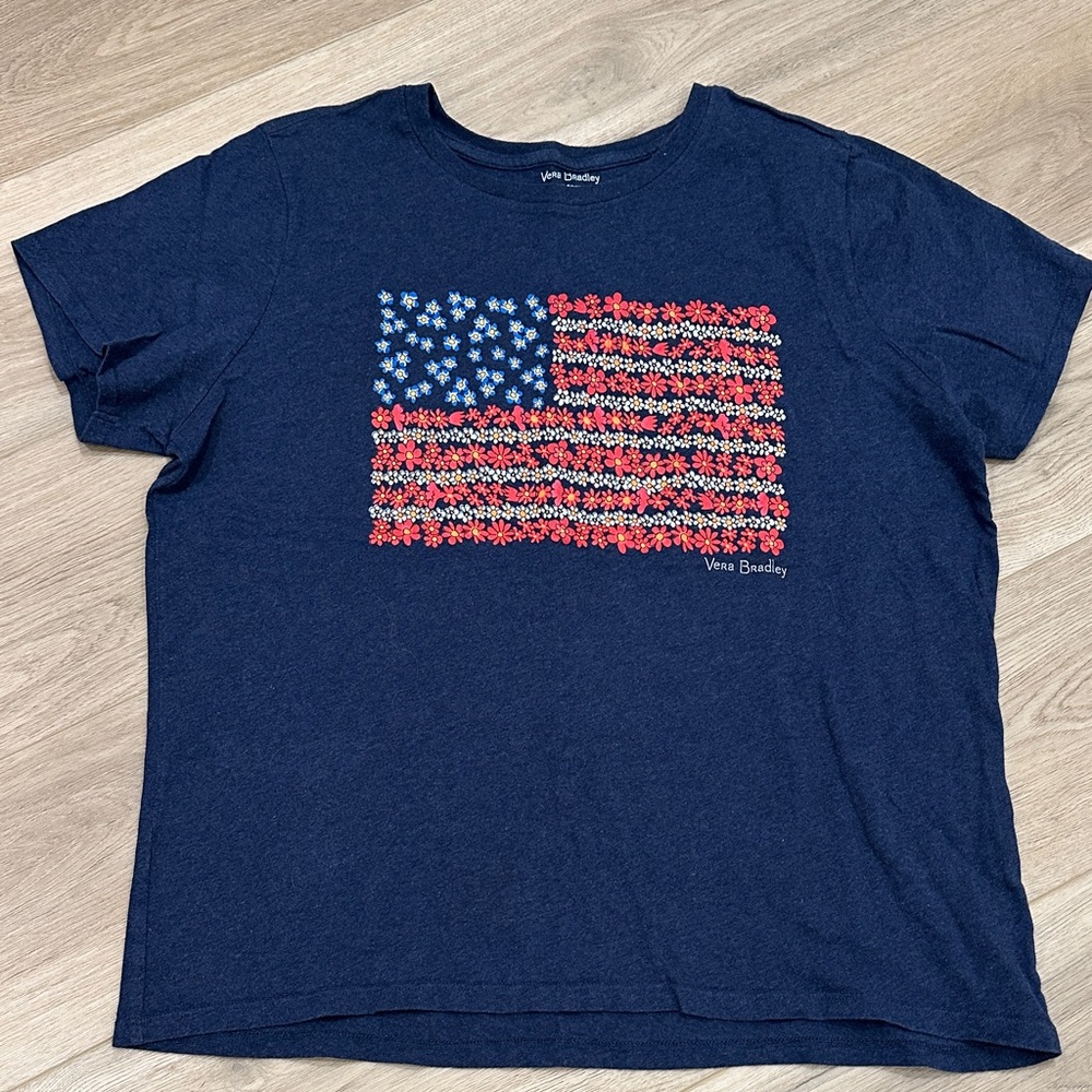 Vera Bradley Blue Floral Flag Tee